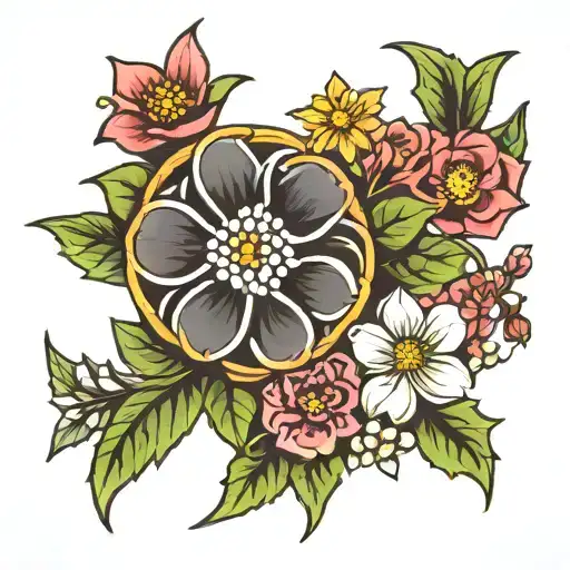 celtic motherhood knot holly and cosmos flower blooming tattoo design idea