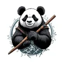 panda Warrior forest  tattoo design idea