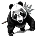 panda Warrior forest  tattoo design idea