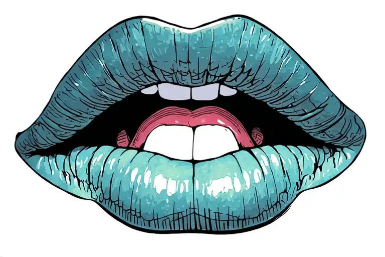 lips opened wide with tongue sticking out tattoo design idea