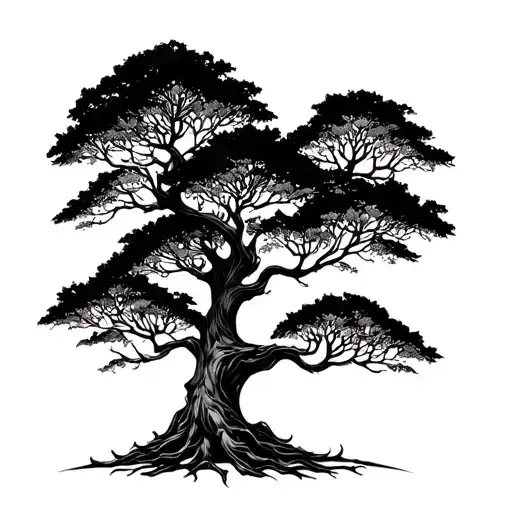 art deco tree tattoo design idea