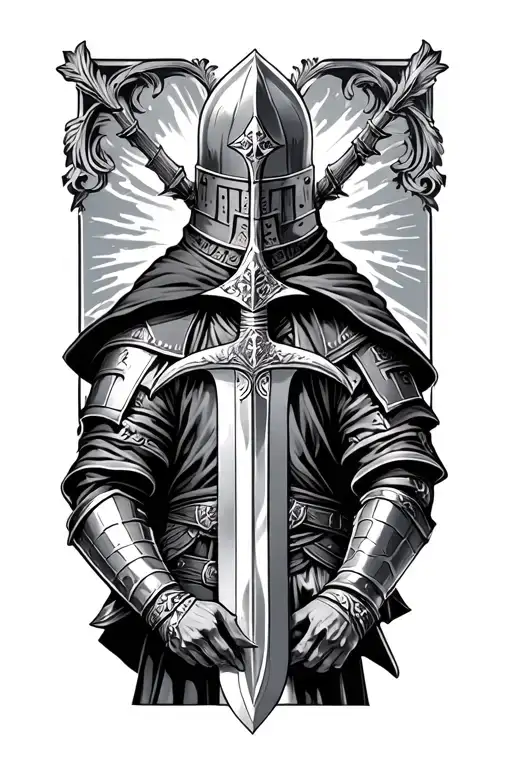 Knights Templar knight with a sword tattoo design idea