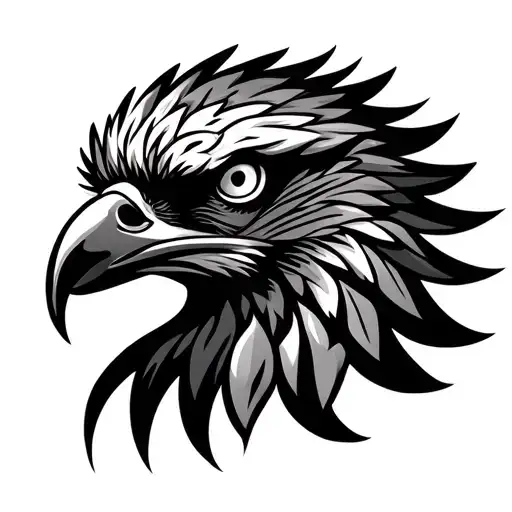 and eagle face using Polynesian design incorporating elements tattoo design idea