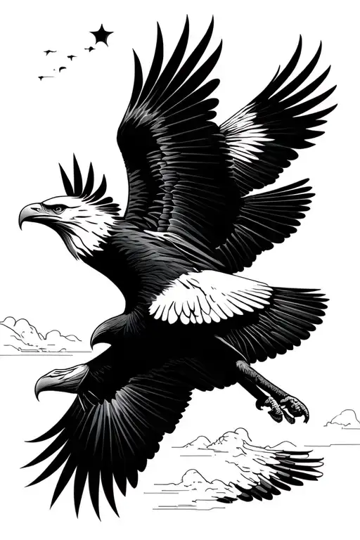 Andean condor and bald eagle in flight tattoo design idea