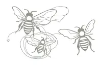 2 bees wearing white sheets looking like ghost tattoo design idea