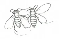 2 bees wearing white sheets looking like ghost tattoo design idea