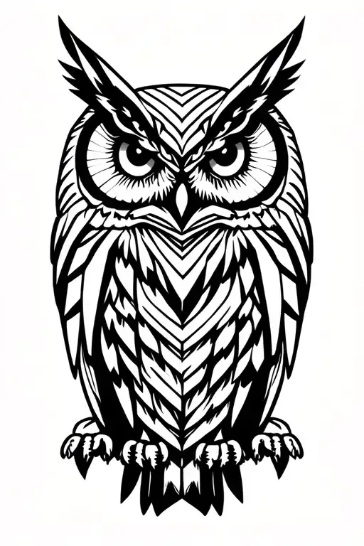 great horned owl tattoo design idea