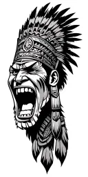 Aztec warrior screaming tattoo design idea