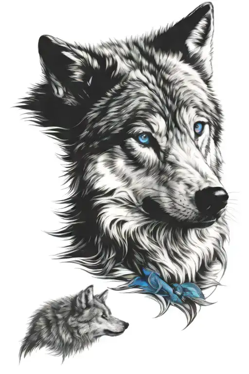wolf with blue eyes tattoo design idea
