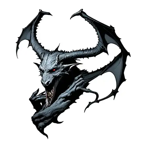 1997 demon holding tattoo design idea