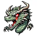 Angry dragon with red eyes, wrap around arm tattoo design idea