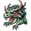 Angry dragon with red eyes, wrap around arm tattoo design idea