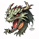 Angry dragon with red eyes, wrap around arm tattoo design idea