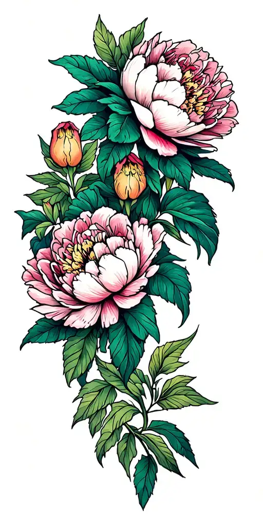 cryptids and peonies  tattoo design idea