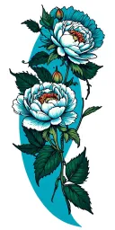 cryptids and peonies  tattoo design idea