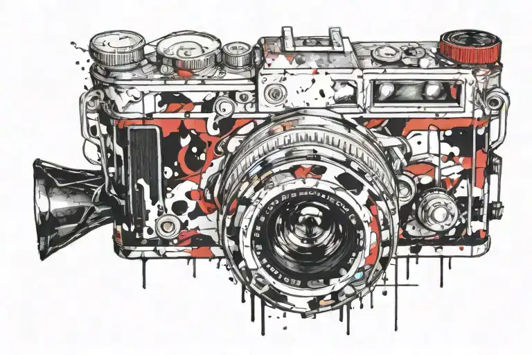 camera with mecury cougar emblium tattoo design idea