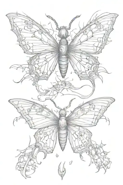 butterfly + dinosaur + king crown tattoo design idea