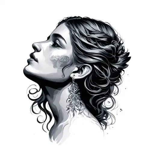 angel whisper ear neck tattoo design idea