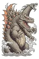 godzilla fighting tattoo design idea