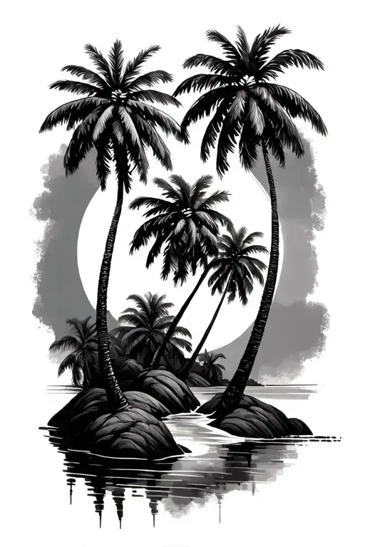 3 palm trees tattoo design idea