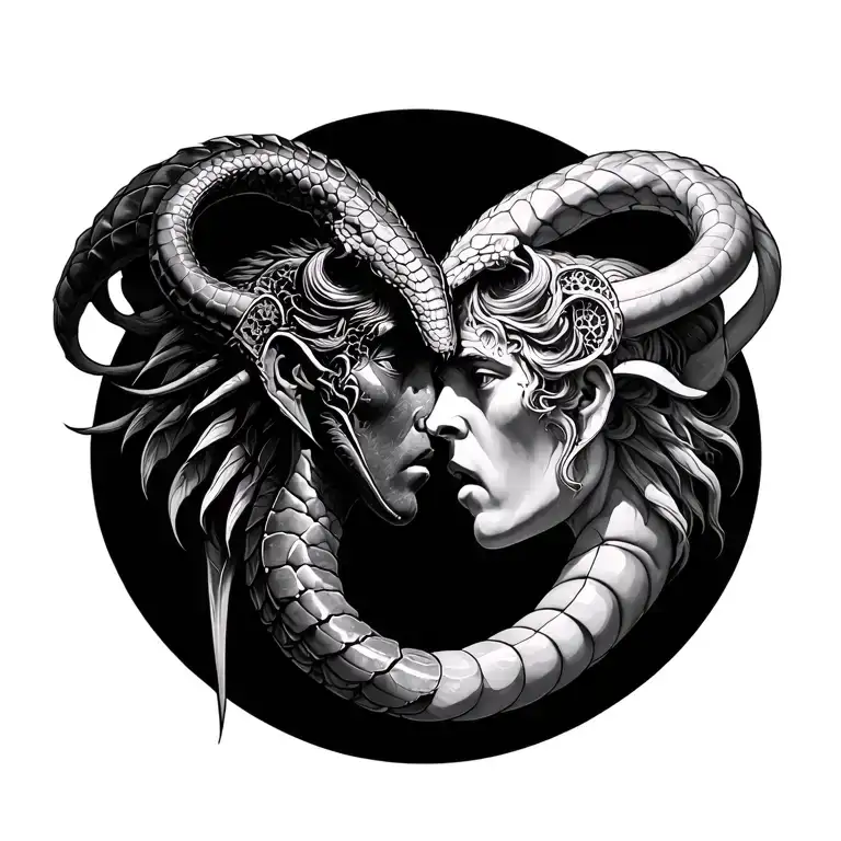 ouroborus janus two heads tattoo design idea