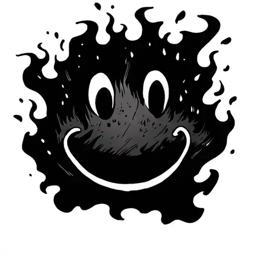 smiley face burning piece of paper with anxiety on it tattoo design idea