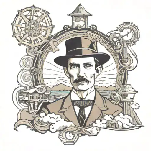 nikola tesla inside the Niagara falls tattoo design idea