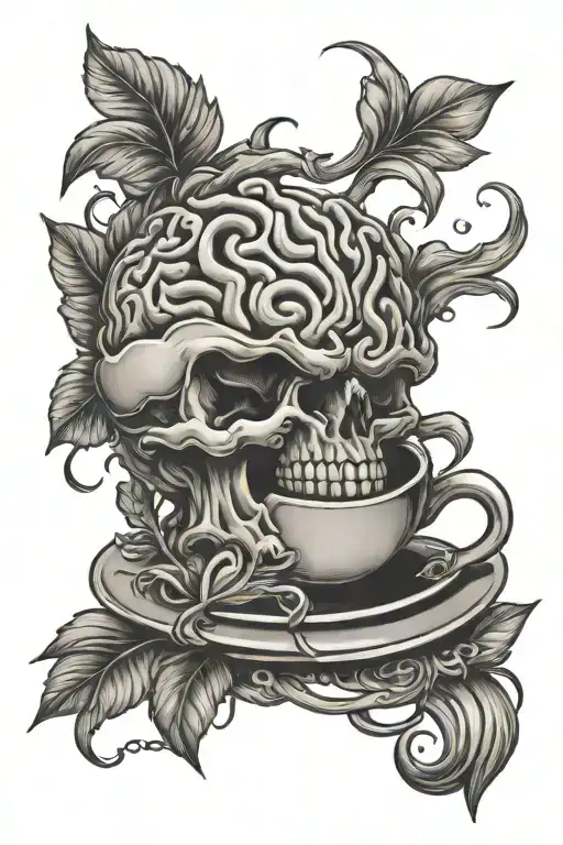 coffee brain leo tattoo design idea