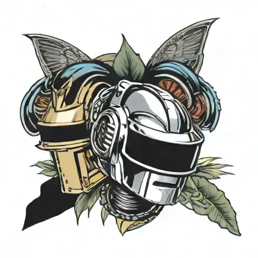 smile daft punk tattoo design idea