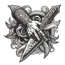 dagger stabbing hand tattoo design idea
