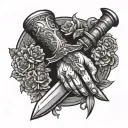 dagger stabbing hand tattoo design idea
