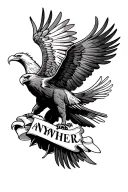 an eagle with outstretched wings, the inscription ANYWHERE on the bottom and all this on a beautiful background tattoo design idea