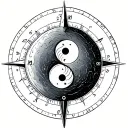 yin yang inside a compass tattoo design idea