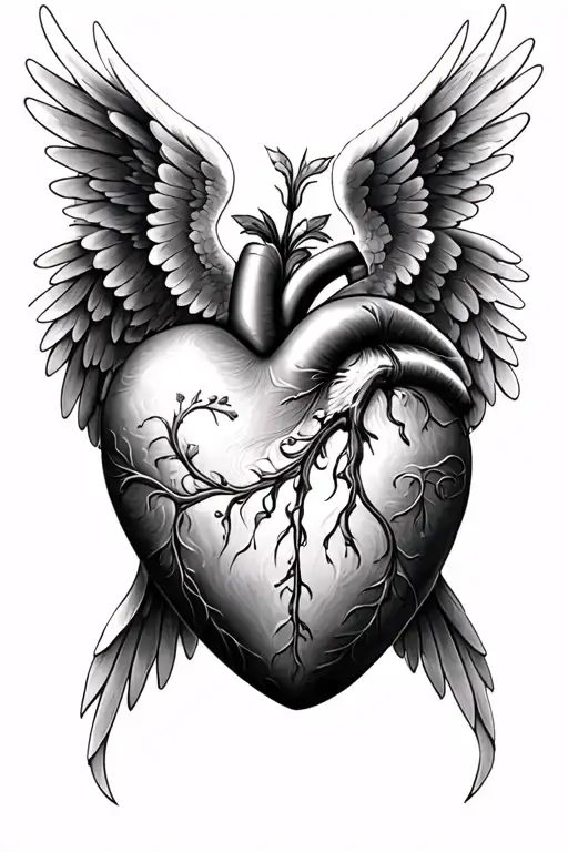 Anja forever, heart with angels wings at the top right is 6 9 tattoo design idea