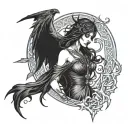 the morrigan Irish goddes tattoo design idea