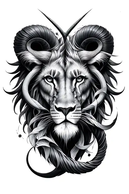 leo, pisces, capricorn, aries and libra zodiac sign intertwined tattoo design idea