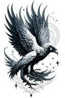 pheonix rising with Aquarius constellation tattoo design idea