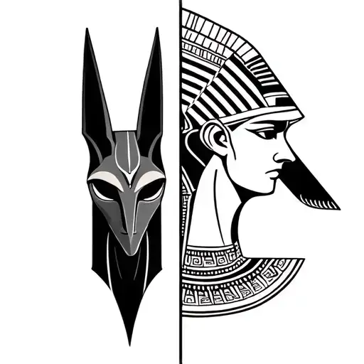 anubis god vs Ra god tattoo design idea