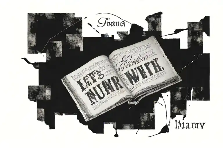 let's pretend we're numb with old newspapper letters tattoo design idea