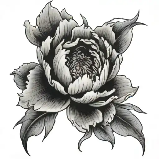 Japanese peony black grey tattoo tattoo design idea