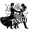 life is a tango with tango letters dancers fine line  tattoo design idea
