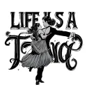 life is a tango with tango letters dancers fine line  tattoo design idea