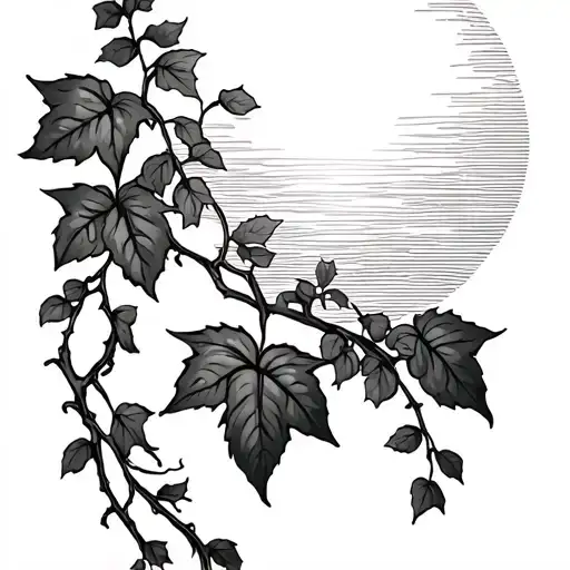 ivy vine with sun rising in the right hand corner tattoo design idea