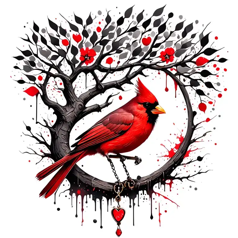 cardinal, rosary, tree of life you will remember my mom tattoo design idea