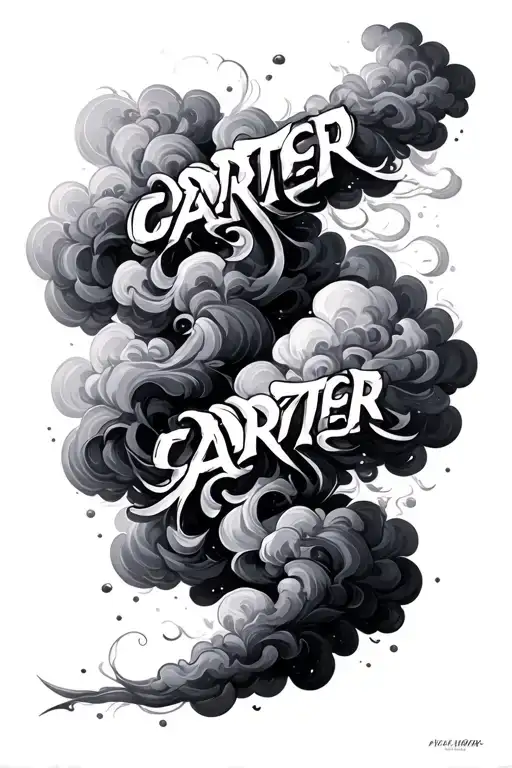 "CARTER" Filler Clouds and Smoke tattoo design idea