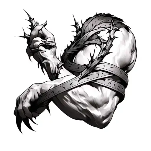 A armband  on the upper bicep,two bands that are  spaced the upper one is bigger on lower one have thorns that wrap tattoo design idea