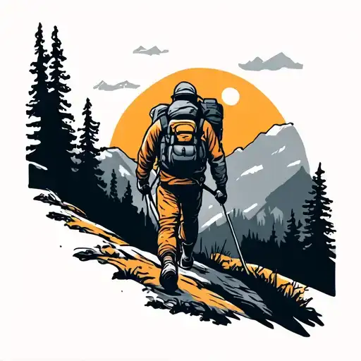 Stick Figure hiking tattoo design idea