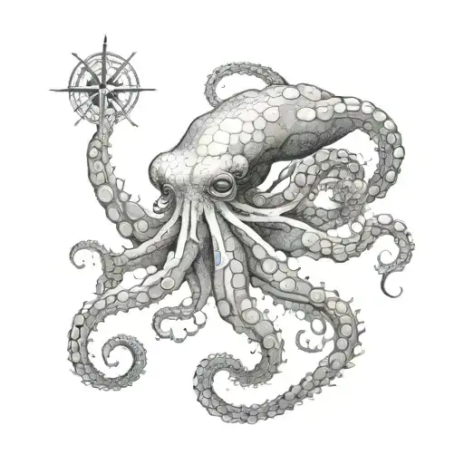 nautical map octopus wrapped tattoo design idea