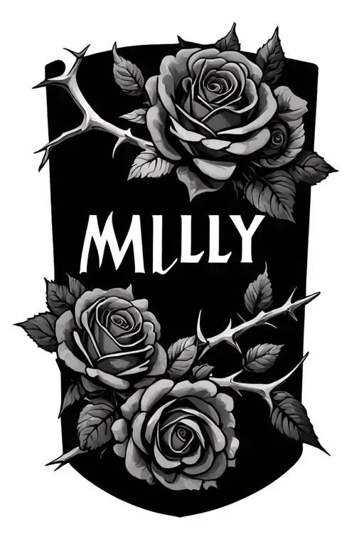 "MILLY" roses and thorns tattoo design idea