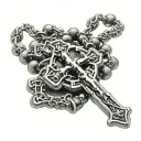 rosary with chrome hearts cross wrapped tattoo design idea